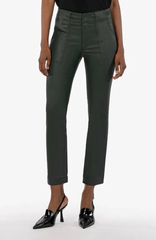 The Reese Coated Ankle Straight Jeans In Forest