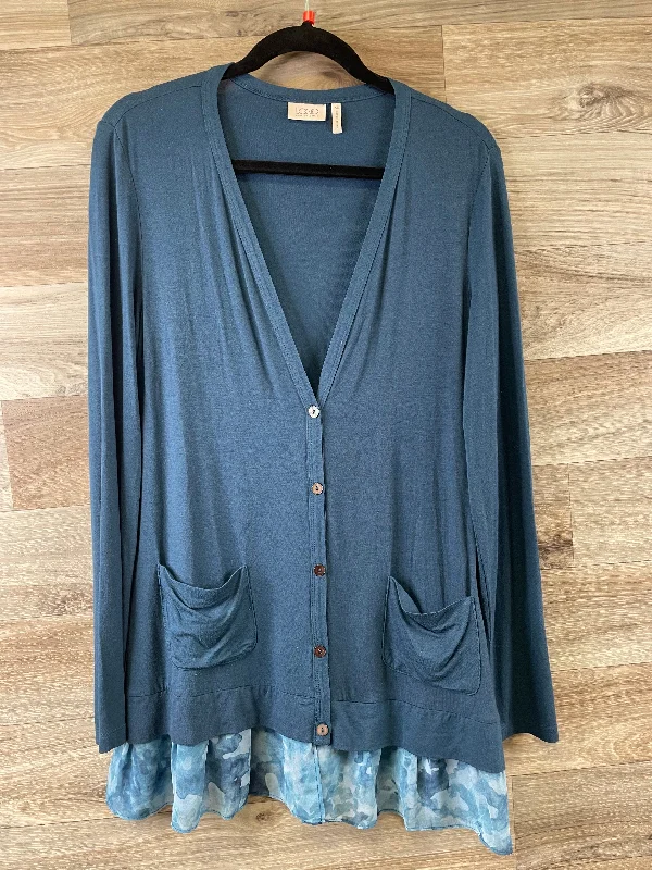 Cardigan By Logo In Blue, Size: Xs