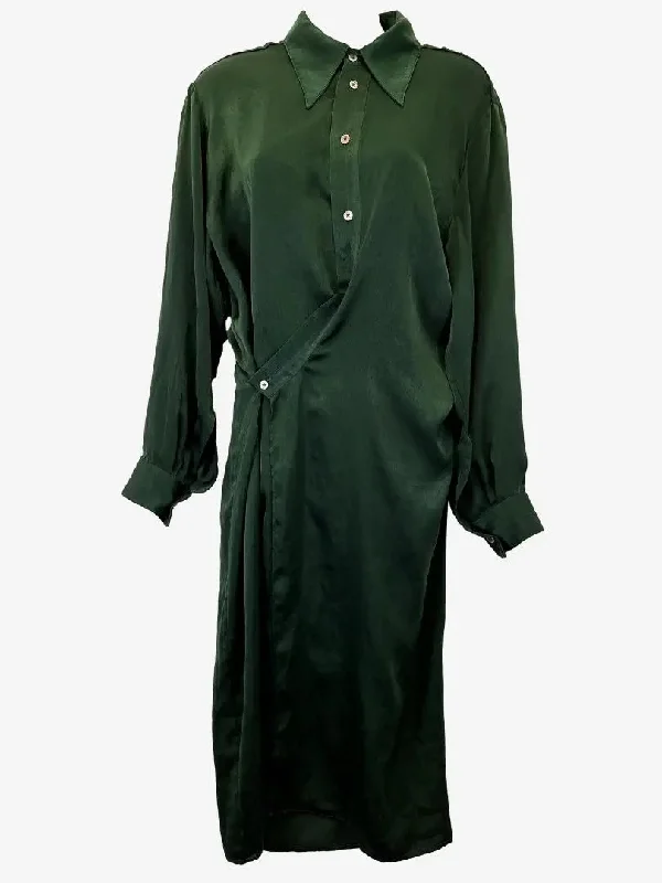 Nice People Emerald Asymmetrical Button Shirt Dress Size M