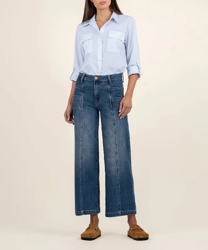 Meg High Rise Wide Leg In Exceeded W/dk Base Wash