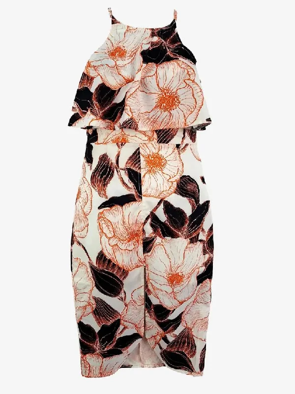 Blossom High Neck Orange Floral Dress Size 12