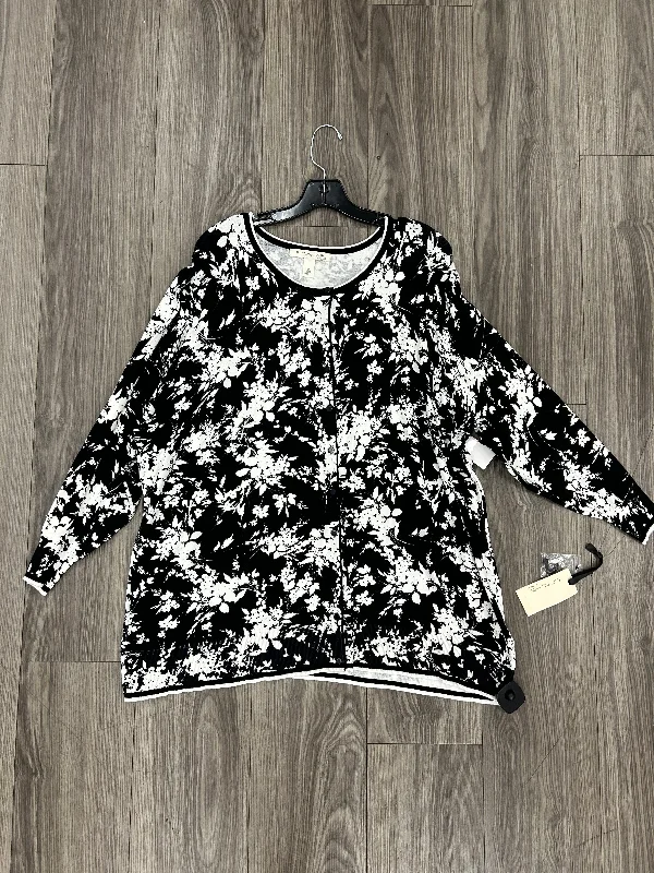 Cardigan By Emaline In Black White, Size: 3x