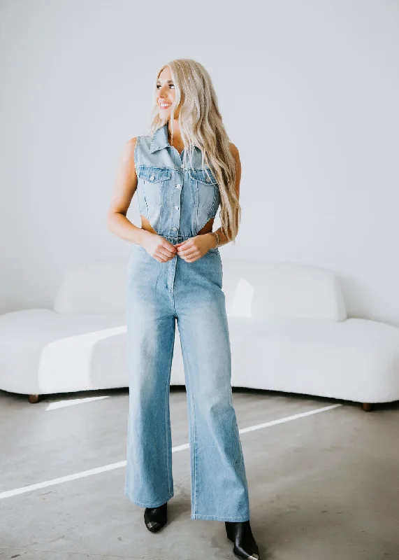 Landry Cut Out Denim Jumpsuit