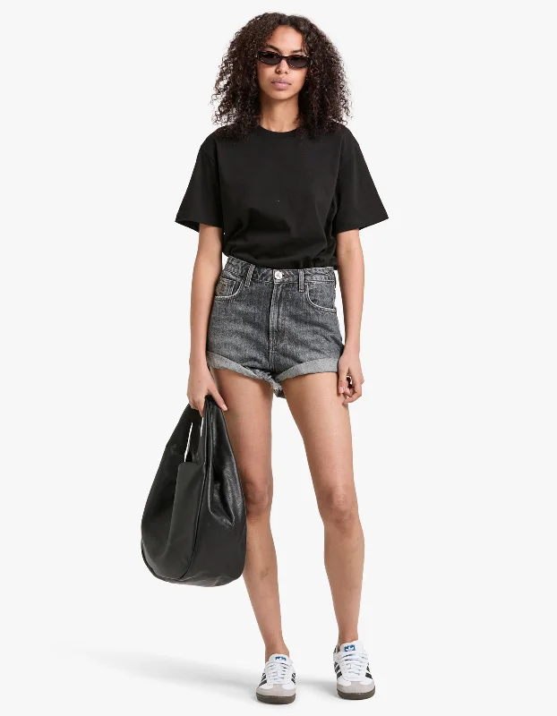 Bandits High Waist Denim Short - Charcoal