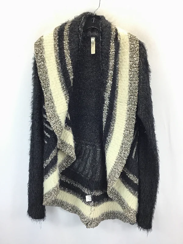 Sweater Cardigan By Clothes Mentor In Black & Cream, Size: L