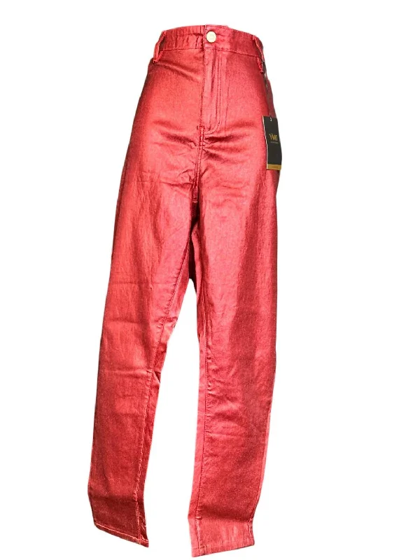 Women's Metallic Jeans In Rust