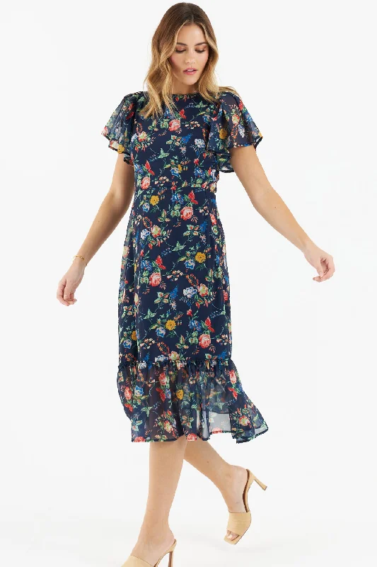 Chia Floral Dress (Navy)