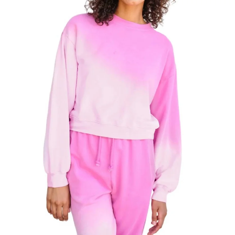 Cropped Sweatshirt In Flamingo Ombre