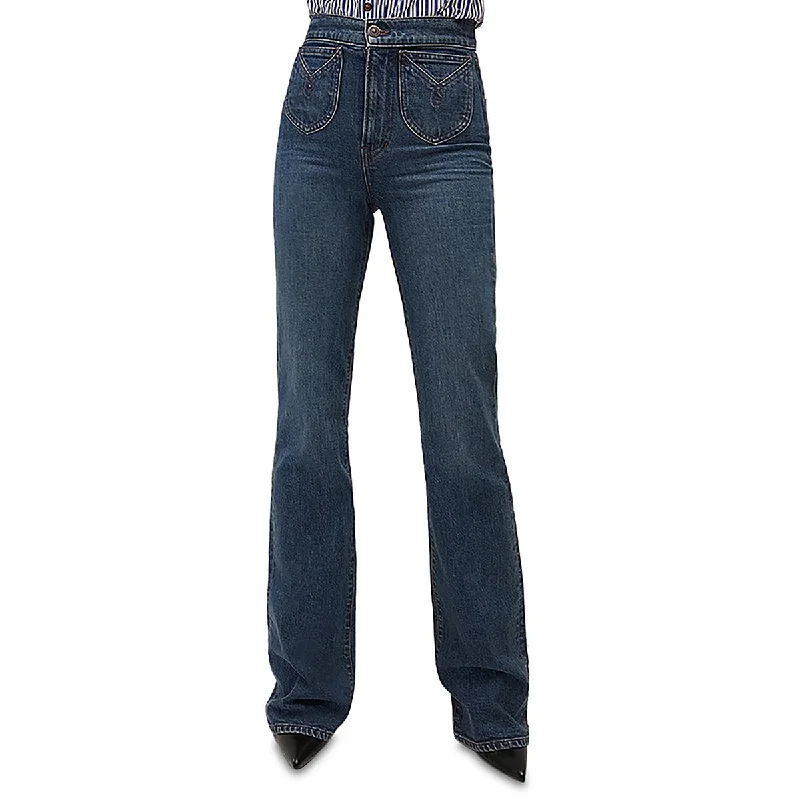 Crosbie Womens High Rise Denim Wide Leg Jeans