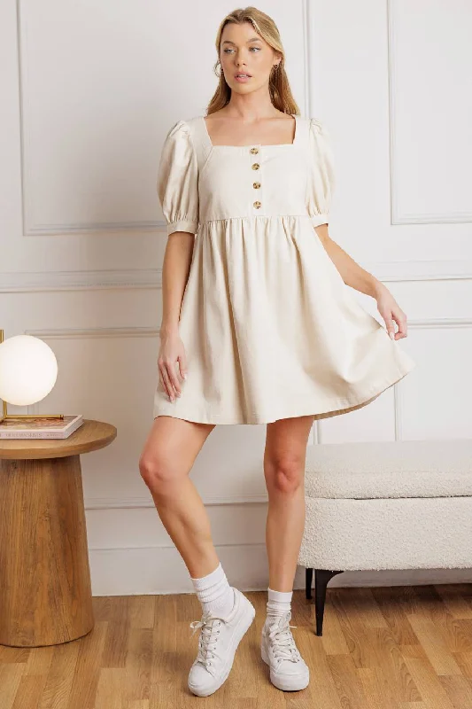 FOR THE DAY WOVEN TWILL MINI DRESS