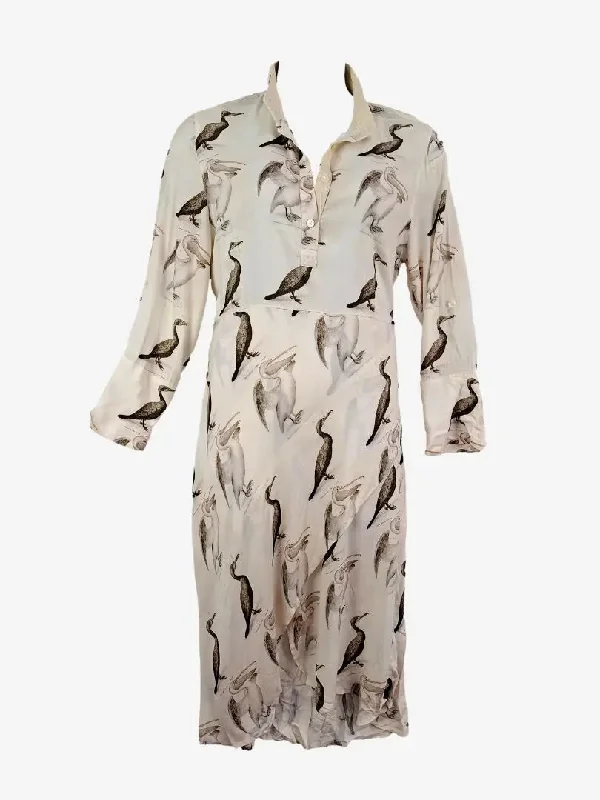 Binny Bird Illustration Shirt Dress Size 12