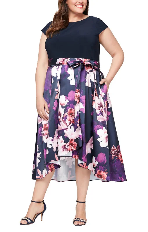 SL Fashions 9459256 Plus Size Printed Skirt Long Party Dress