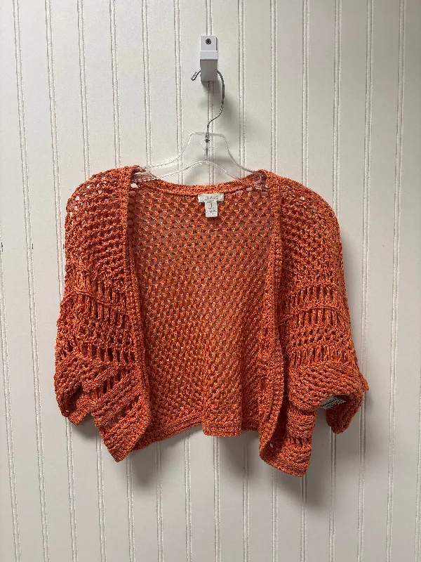 Sweater Cardigan By Chicos In Orange, Size: M