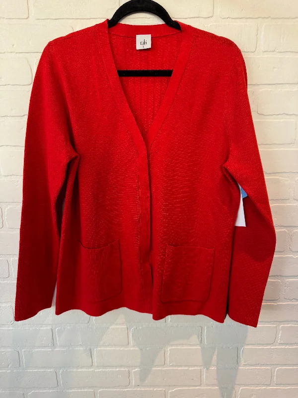 Sweater Cardigan By Cabi In Red, Size: L