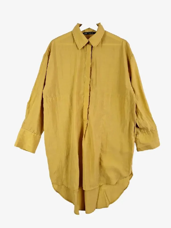 Zara Mustard Button Up Shirt Dress Size XS