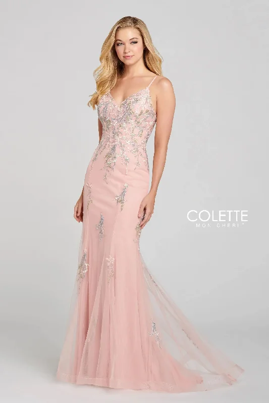 Colette CL12110 Fitted Floral Prom Long Formal Dress