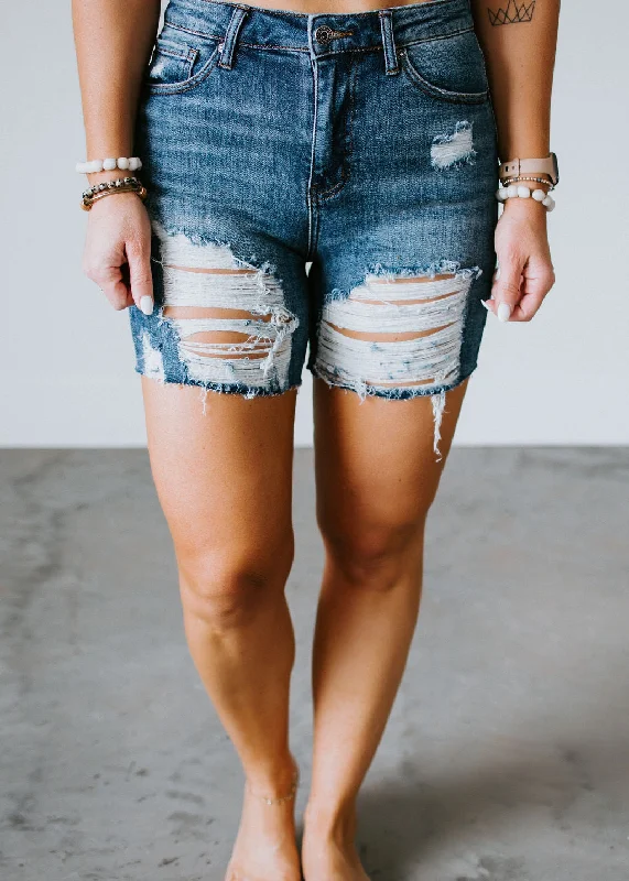 Mae Distressed Denim Shorts