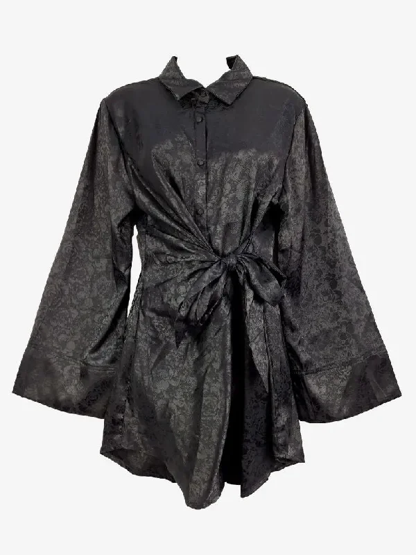 Runaway Satin Floral Witchy Shirt Dress Size 10