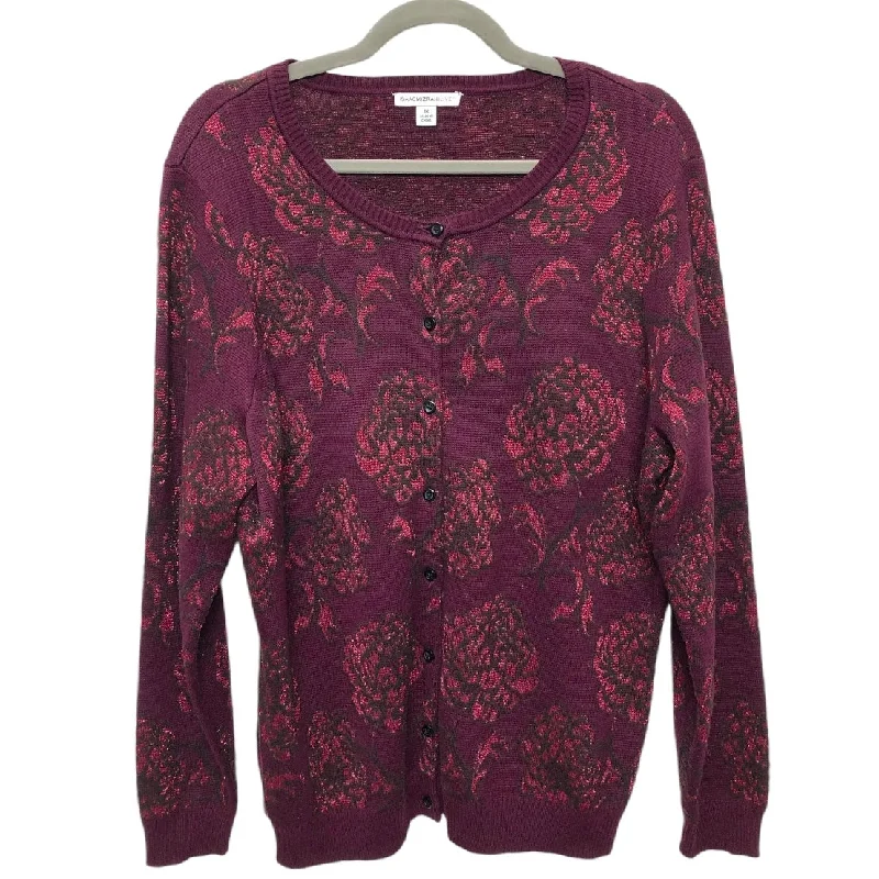 Cardigan By Isaac Mizrahi Live Qvc In Maroon, Size: 1x