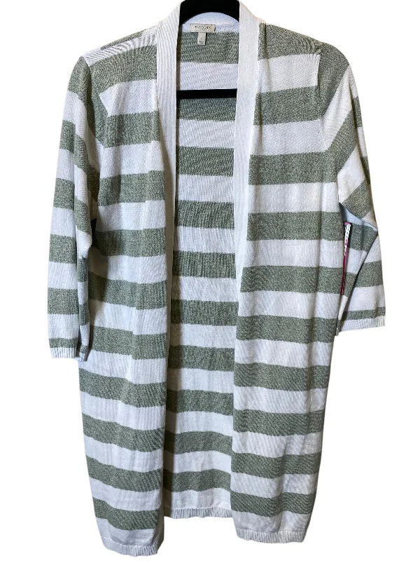 Cardigan By Talbots In Green & White, Size: S