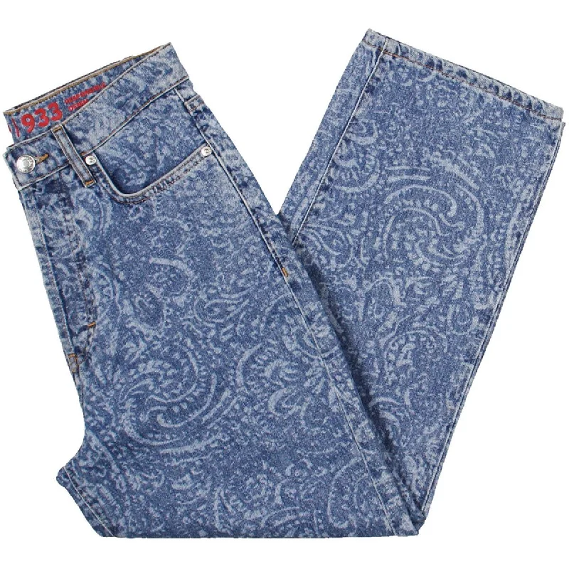 Womens Denim Printed Cropped Jeans