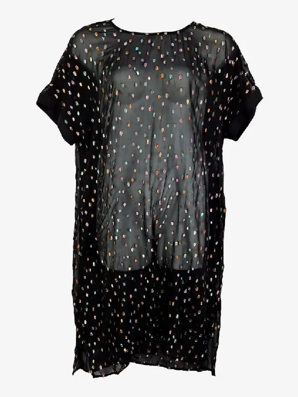 Elk Sheer Rainbow Shimmer Droplet T-Shirt Dress Size 14