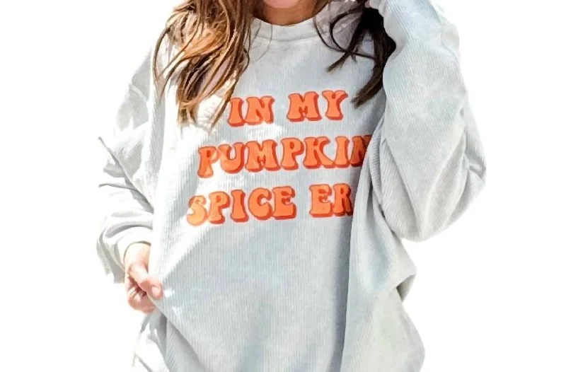 Pumpkin Spice Era Corded Sweatshirt In White