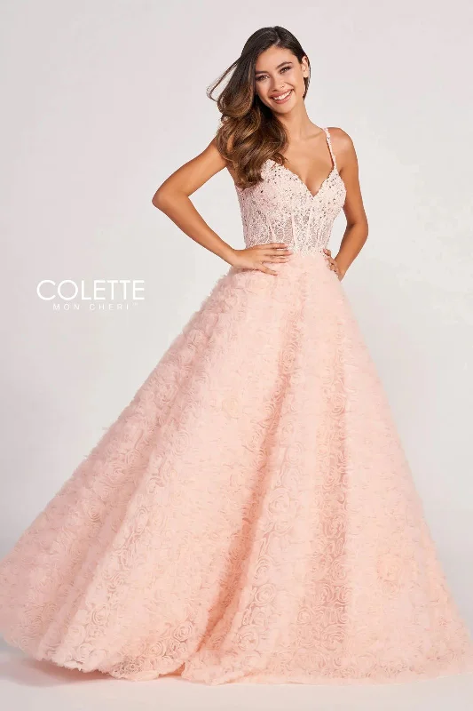 Colette CL2000 Beaded Long Formal Rosette Prom Ball Gown