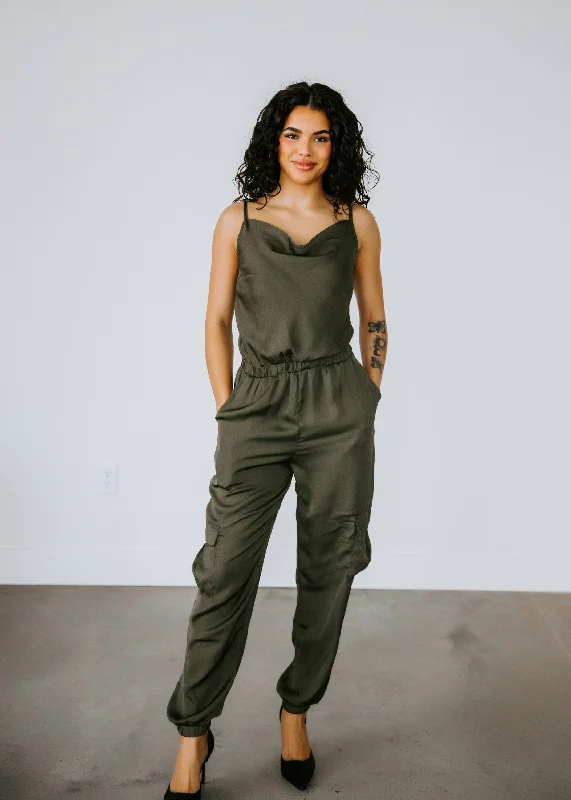 Sidney Satin Cargo Jumpsuit