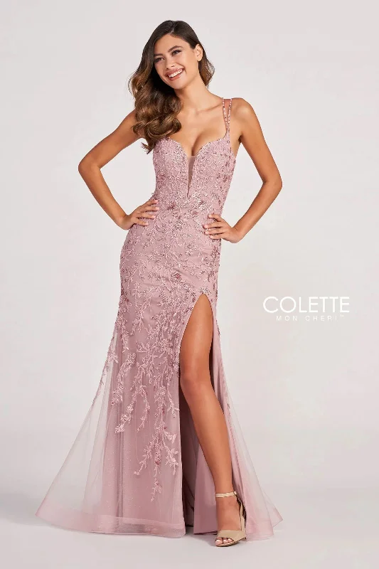 Colette CL2015 Beaded Formal Applique Long Prom Dress