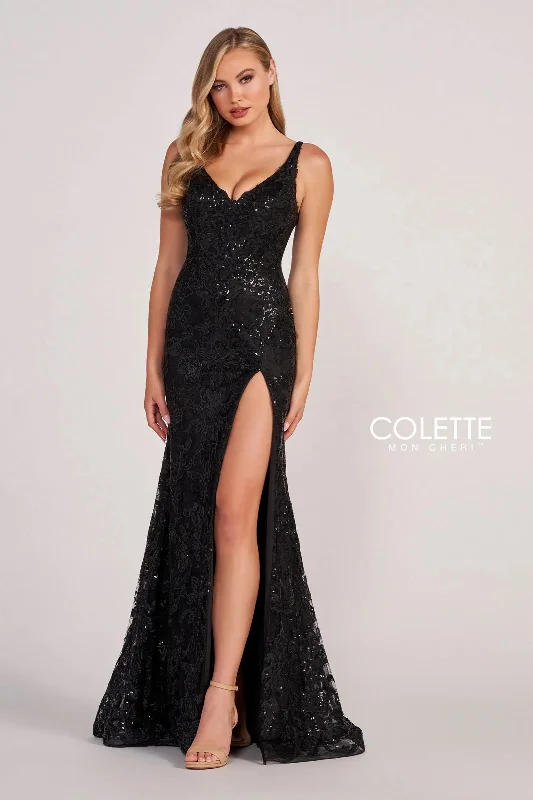 Colette CL2040 Prom Fitted Sequin Formal Long Dress