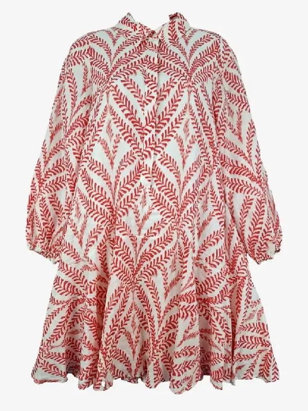 Country Road Coral Leafy Watercolour Shirt Dress Size 8