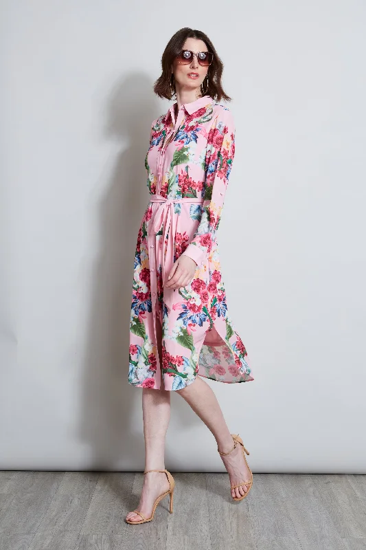 T-Tahari Rose Print Shirt Dress