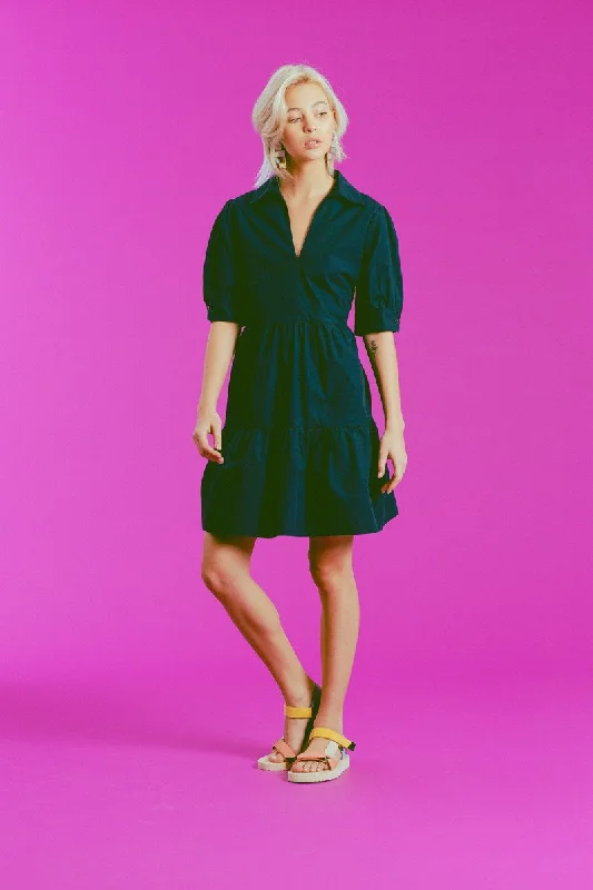 Molly Bracken Tiered Navy Shirt Dress