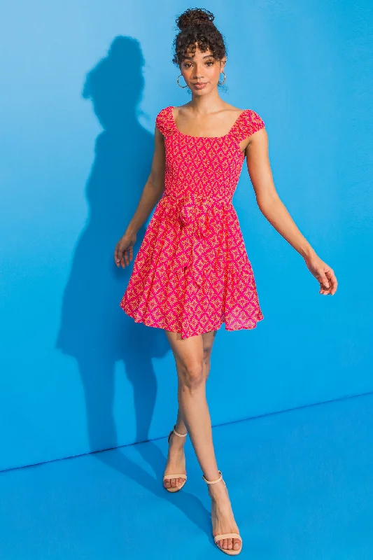 FANCIFUL FEAT WOVEN MINI DRESS