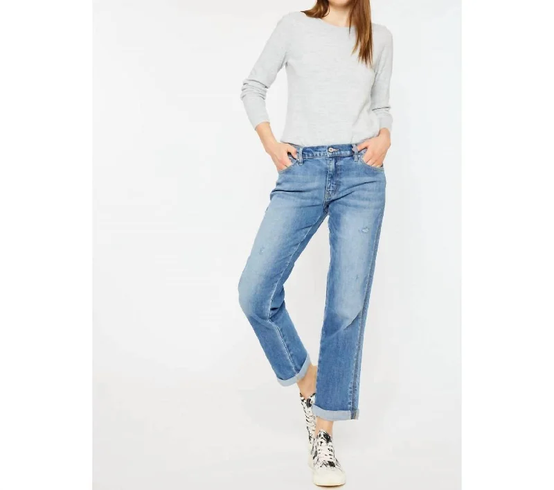 Midrise Slim Fit Boyfriend Jeans In Medium Wash