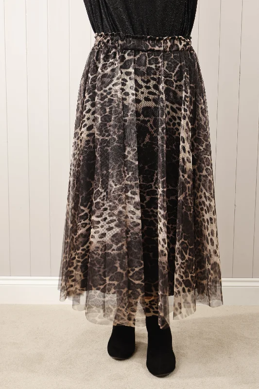 Animal print net skirt