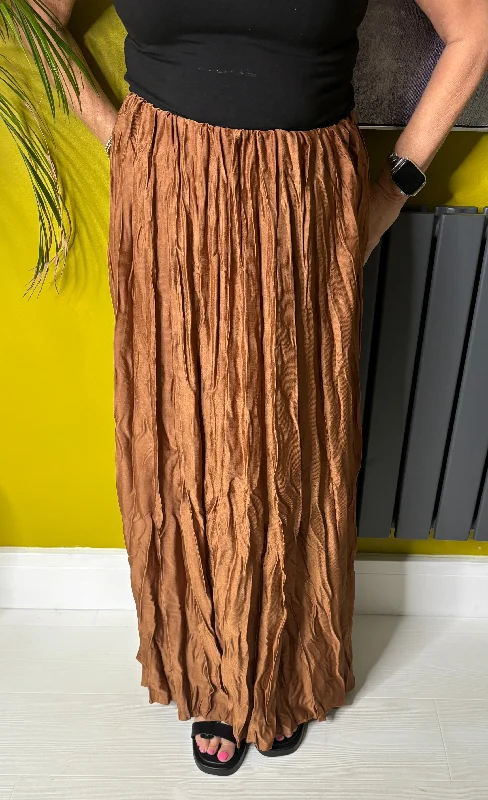 Crinkle Maxi Skirt Bronze