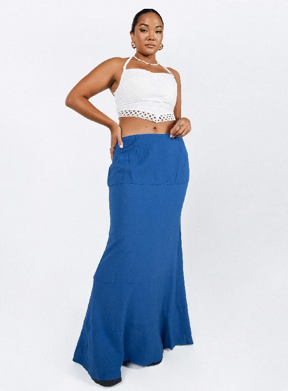 Gylda Mid Rise Maxi Skirt Blue