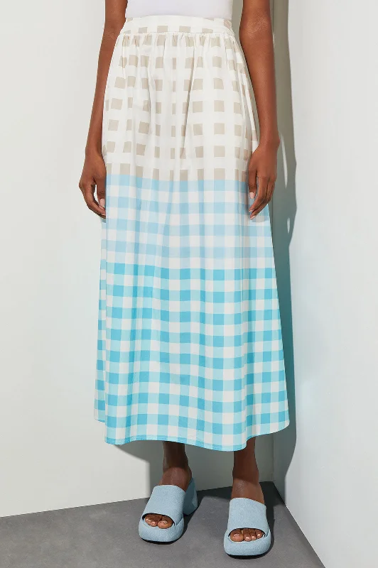 Maxi A-Line Skirt - Gingham Cotton Poplin