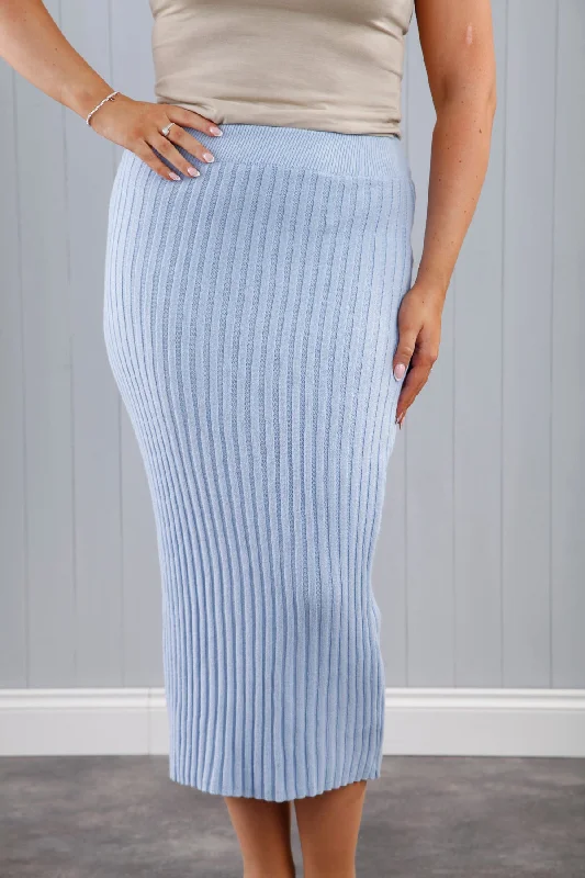 Reese Ribbed Skirt Baby Blue