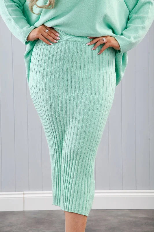 Reese Ribbed Skirt Mint