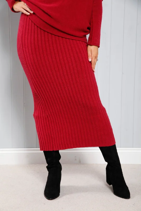 Reese Ribbed Skirt Ruby Red