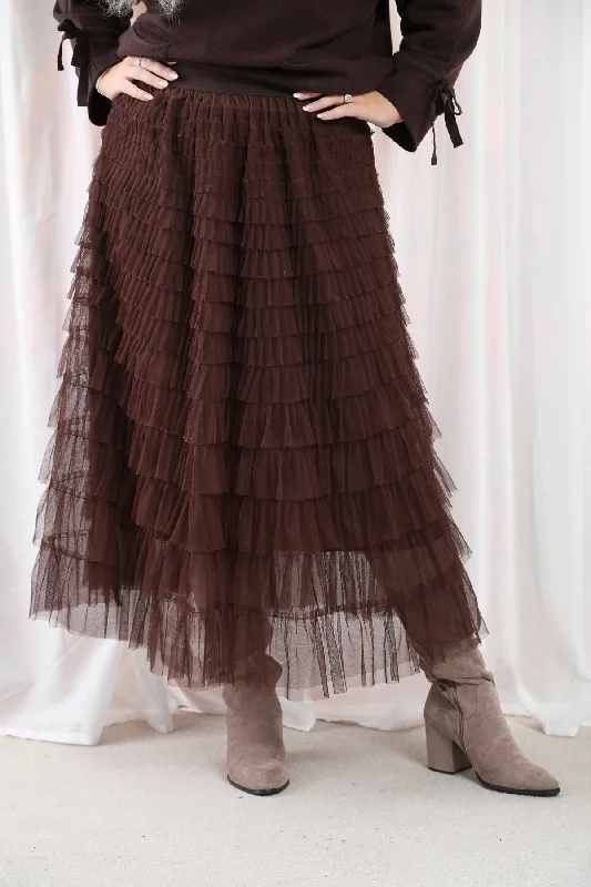 Seraphina Ruffle Skirt Chocolate