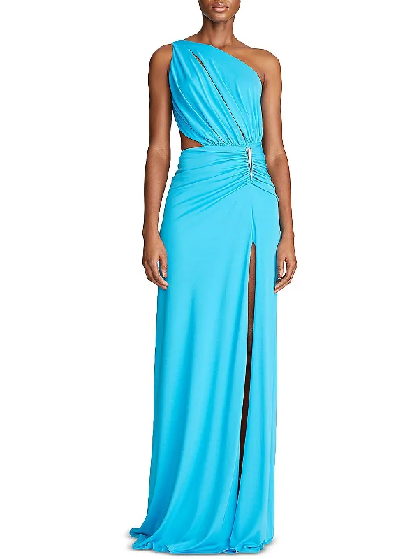 Ivanna Womens Ruched Cut-Out Evening Dress