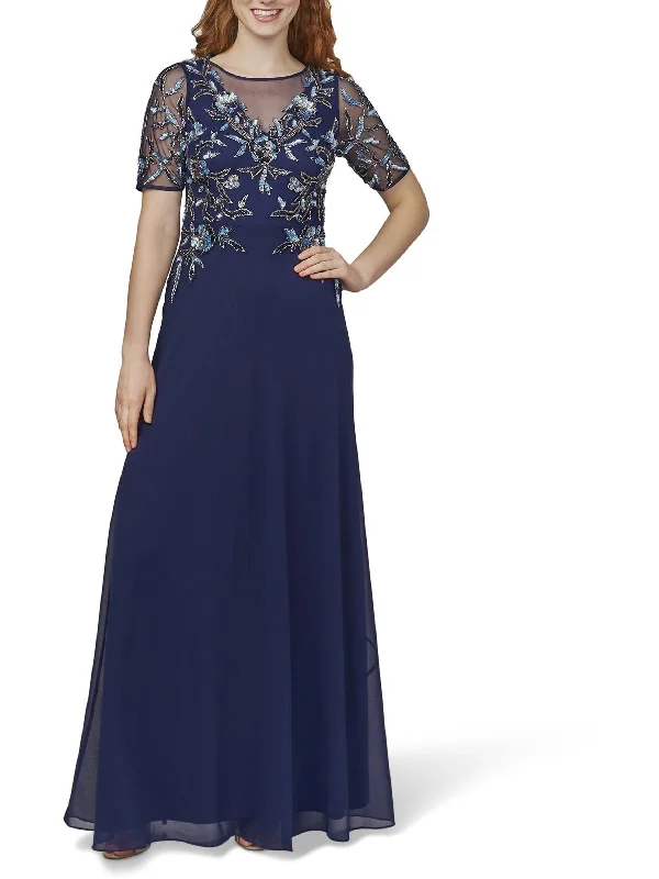 Womens Chiffon Embellished Evening Dress