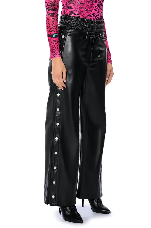 BLESSED MESS SIDE SNAP FAUX LEATHER PANTS