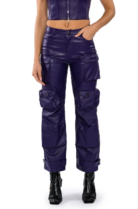 BONNE SOIREE CARGO FAUX LEATHER PANTS