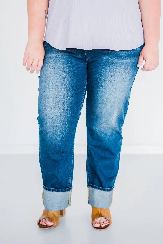 Boyfriend Jeans In Dark Wash