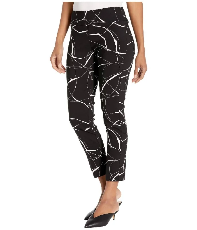 Brush Strokes Pull On Pant In Black/white